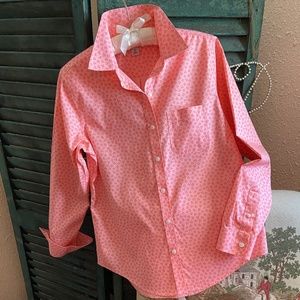 NWOT L.L. Bean Wrinkle-free Blouse, XS, peach floral print